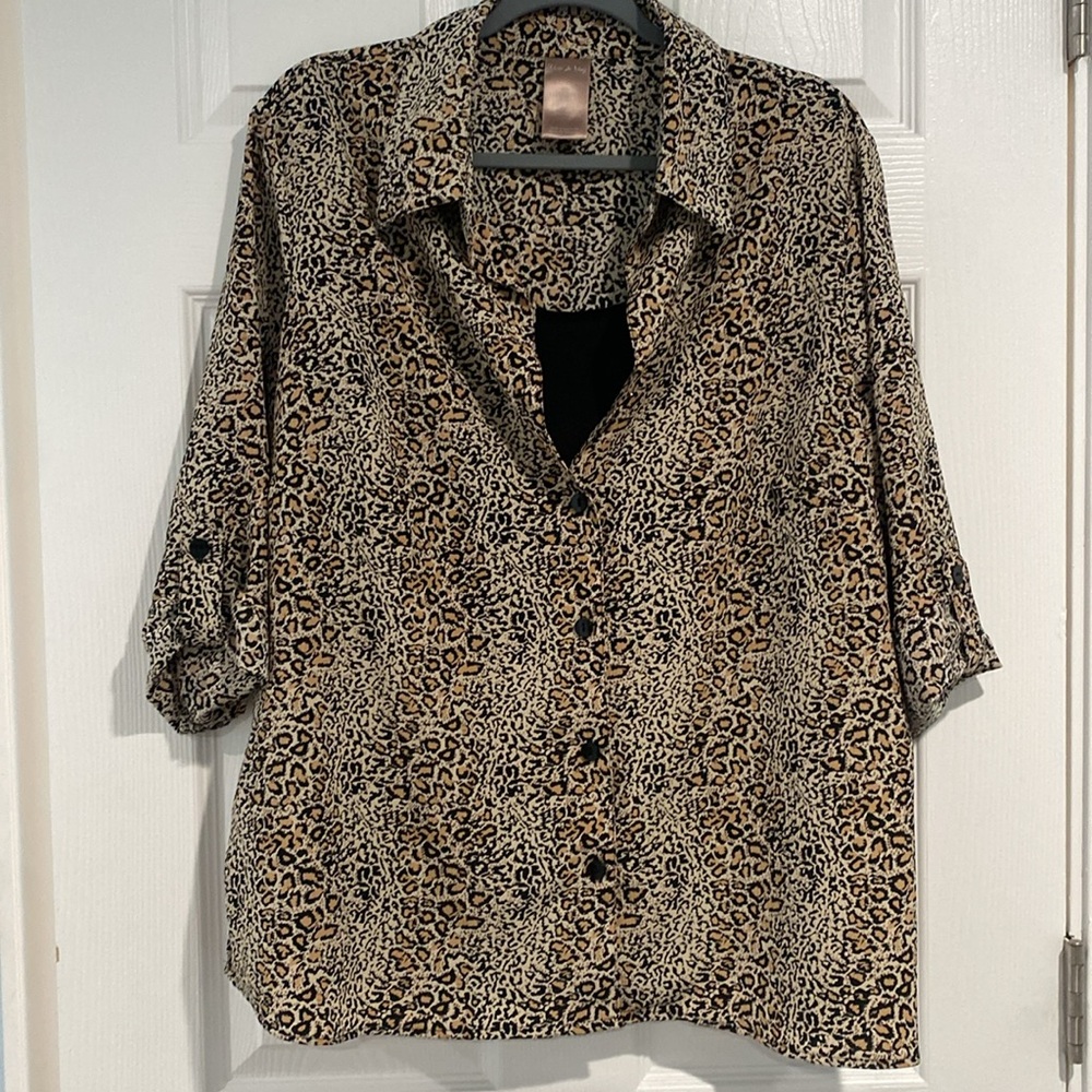 White Stag Leopard Print Blouse